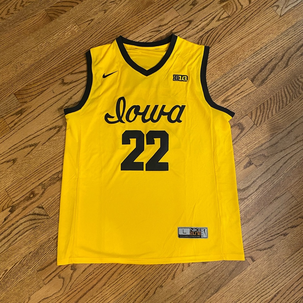 Large Brand New Yellow Nike Caitlin Clark University of Iowa College Jersey